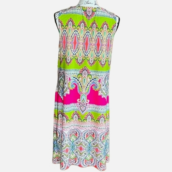 IVY LANE Paisley Slinky Multicolor Lace-up Tie Sleeveless Stretch Dress EUC - Picture 10 of 10